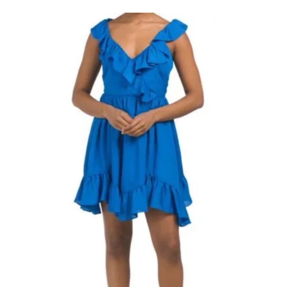One 33 Social Blue Sleeveless Ruffle Mini Dress Size 10